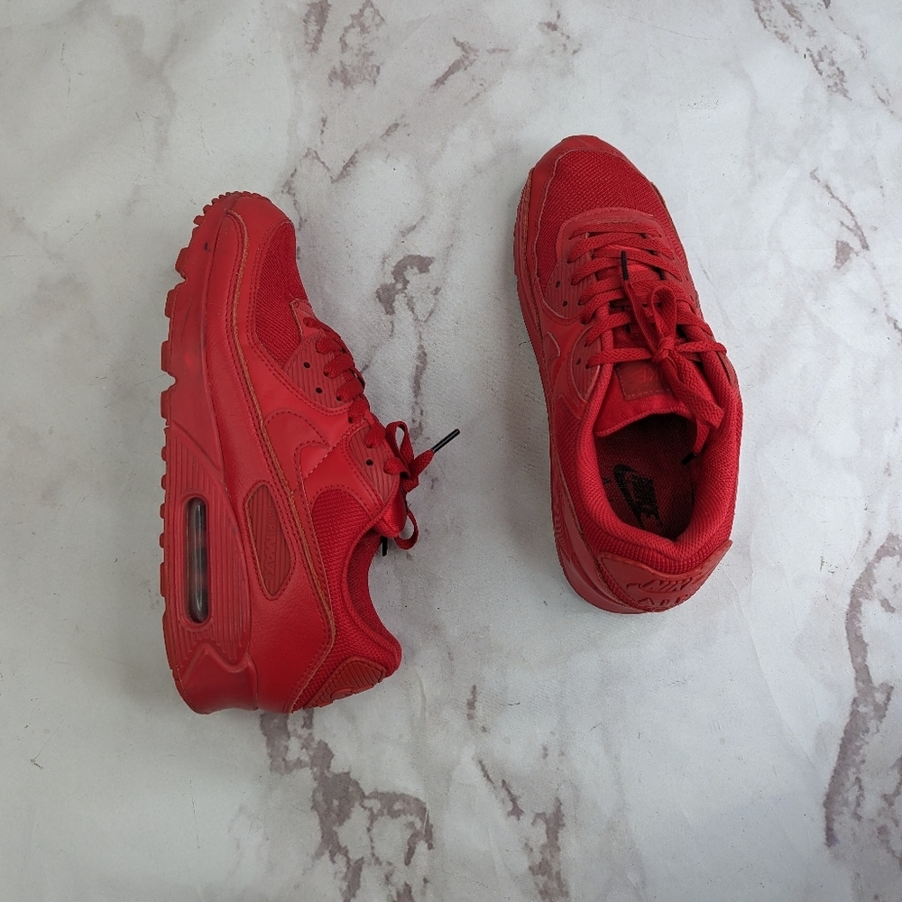 Nike Air Max 90 Triple Red Mens Size 9 CZ7918-600 Shoes Sneakers Lace Up EUC - Picture 9 of 9